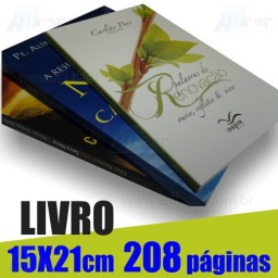 Livro 15,0 x 21,0cm Fechado - Capa Colorida em Cartão Supremo 250gr e Miolo em 1 cor(preto) 208 páginas Polen Soft 70gr - F16 